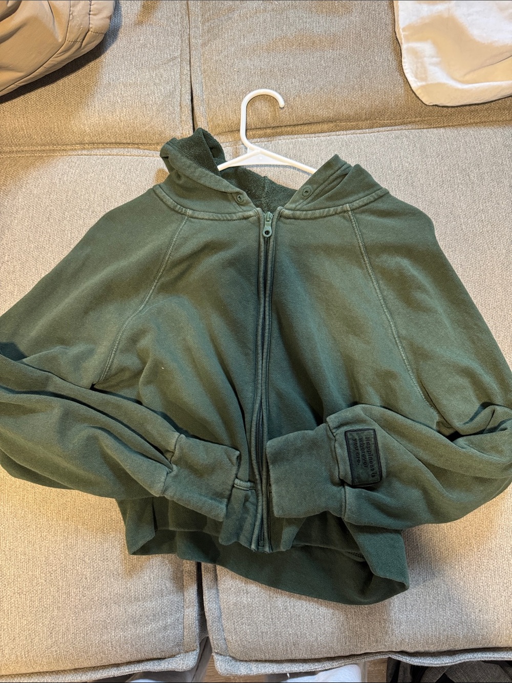 aerie Olive Green Zip-Up Hoodie Sweater